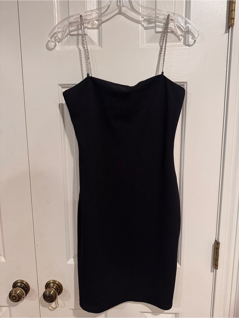 H&M Black Mini Dress with Rhinestone Straps